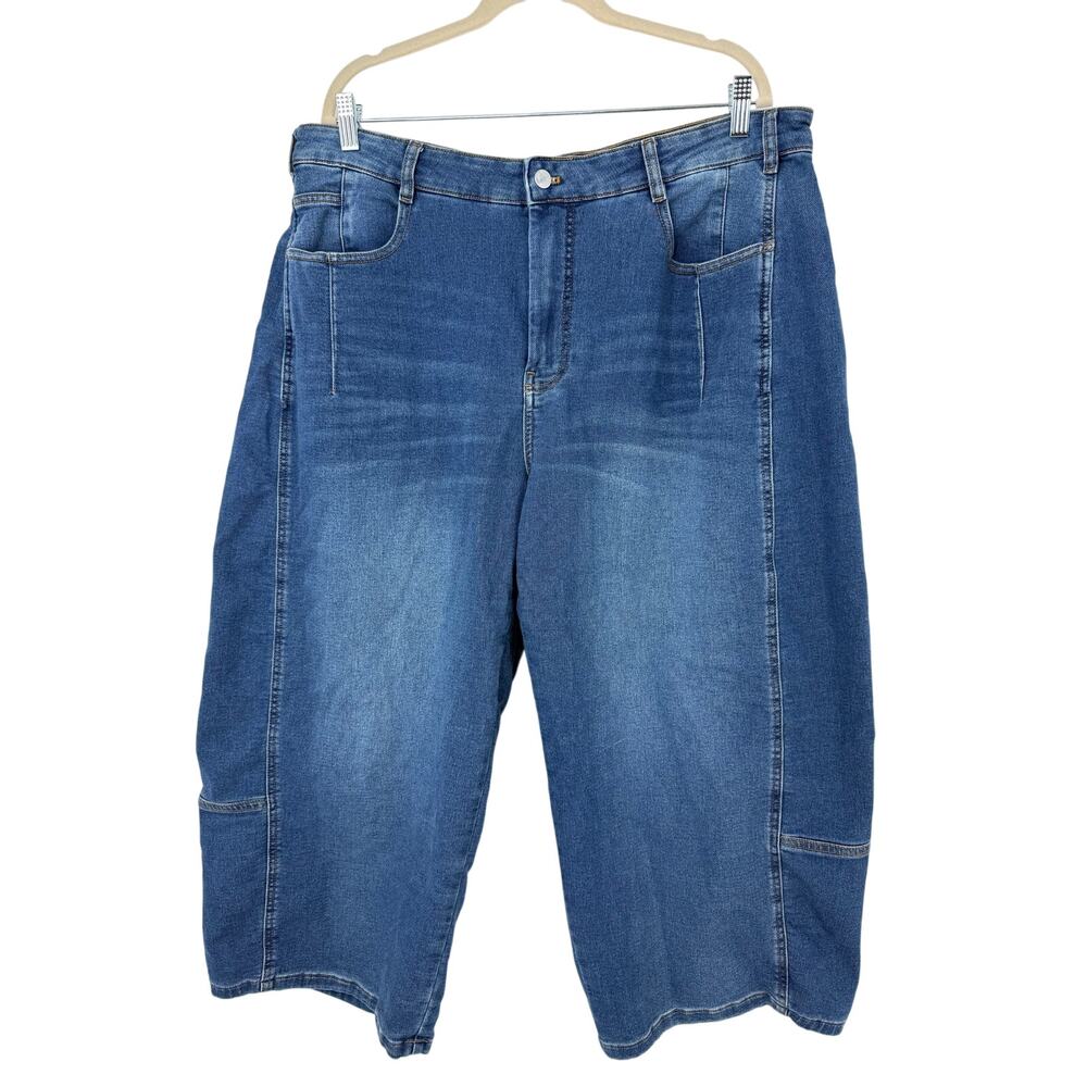 Anthropologie Pilcro Kenna Mid-Rise Heritage Crop Barrel Jeans Medium Wash 16W - Picture 3 of 13